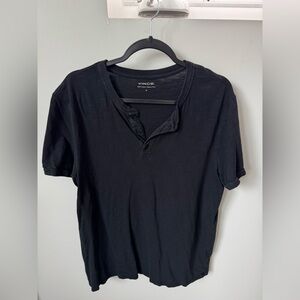 Vince Black Henley T-Shirt – Size M – 100% Cotton